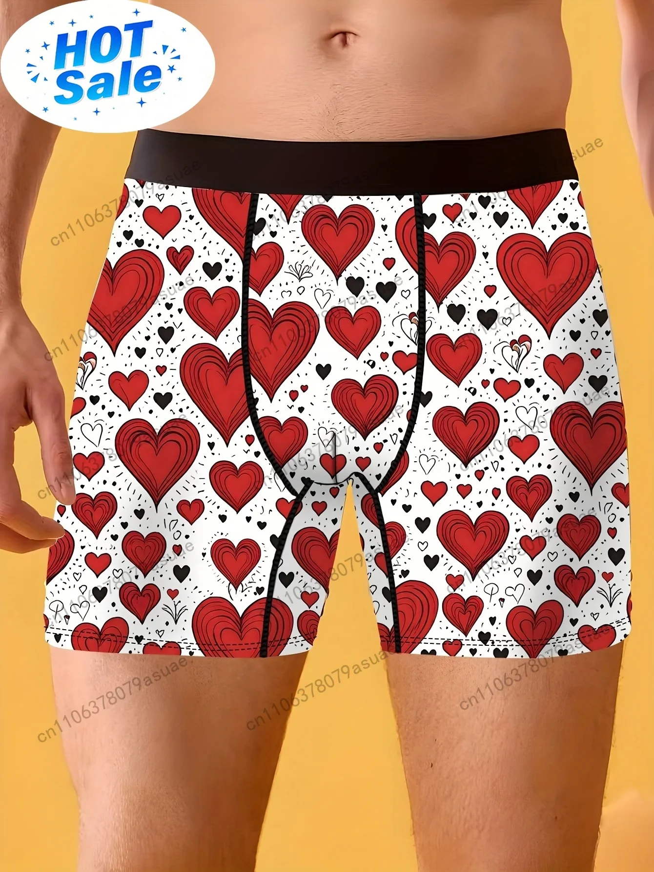 1pc Men'S Heart Print Boxer Br - Quick Dry Underwear 评论和价格